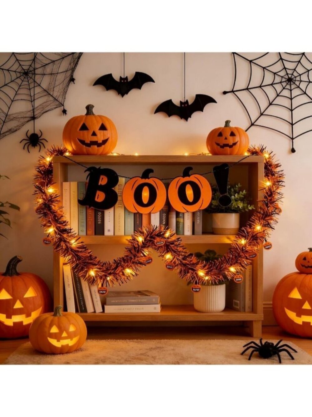 6M 20FT Halloween String Lights Garland with Orange Pumpkin Ghost Bat Ornaments